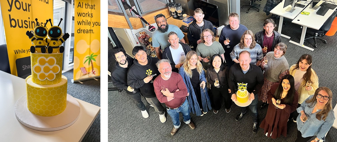 launch cake and the Autohive team